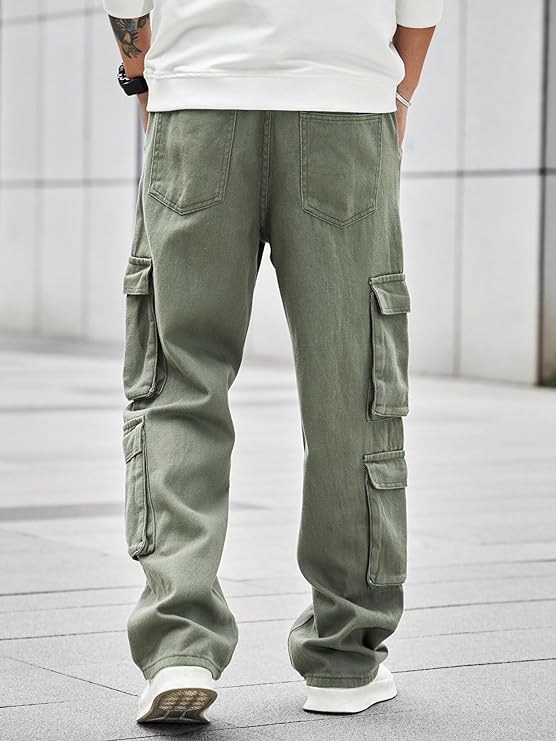 Premium Cotton Twill Men's 8 Pocket Cargo Pants - Stylish and Utilitarian Cargos for Men, Trousers Baggy Fit | Cargo Pants for Men | Stretch Cargo Pants | Casual Pants