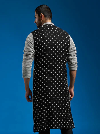 Men's Black Georgette Kurta