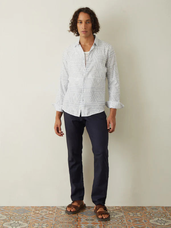 Blue Printed Casual Shirt