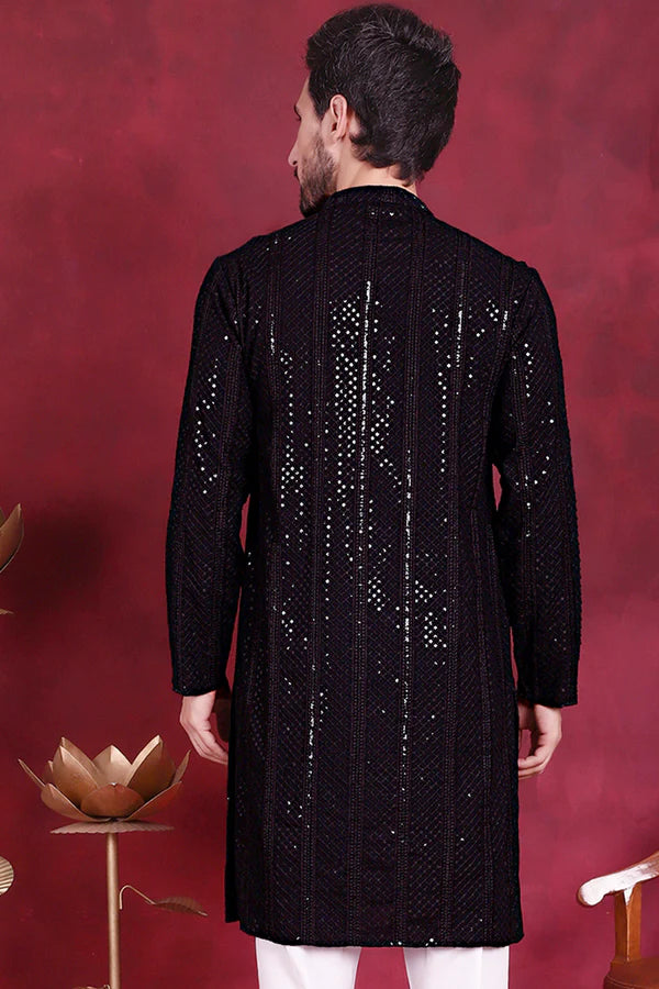 Men's Sequins Chikankari Embroidered Kurtas.