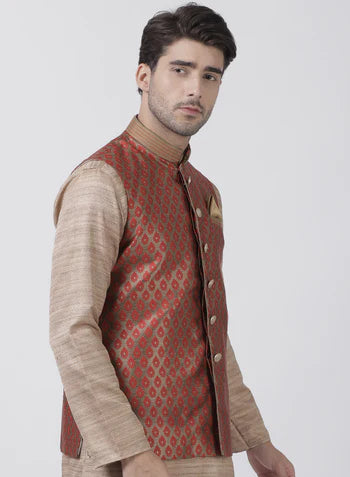 Men's Maroon Nehru Jacket