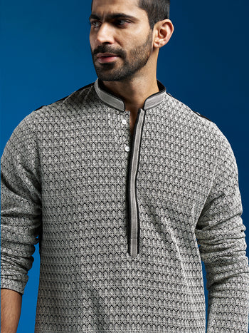 Men's Black Georgette Kurta