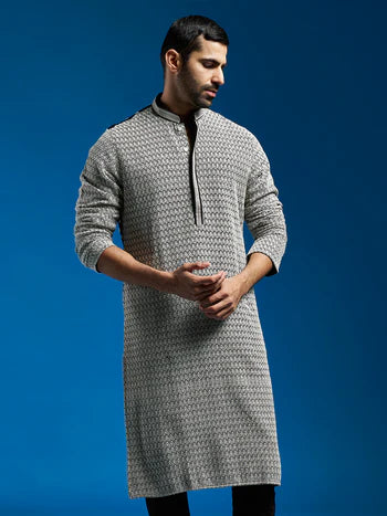 Men's Black Georgette Kurta
