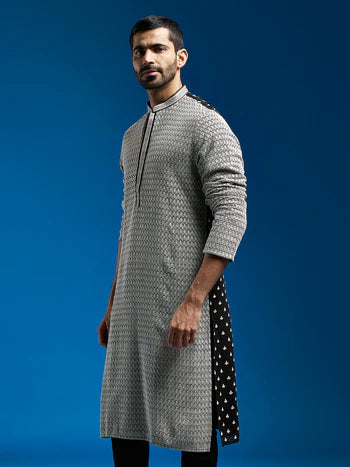 Men's Black Georgette Kurta