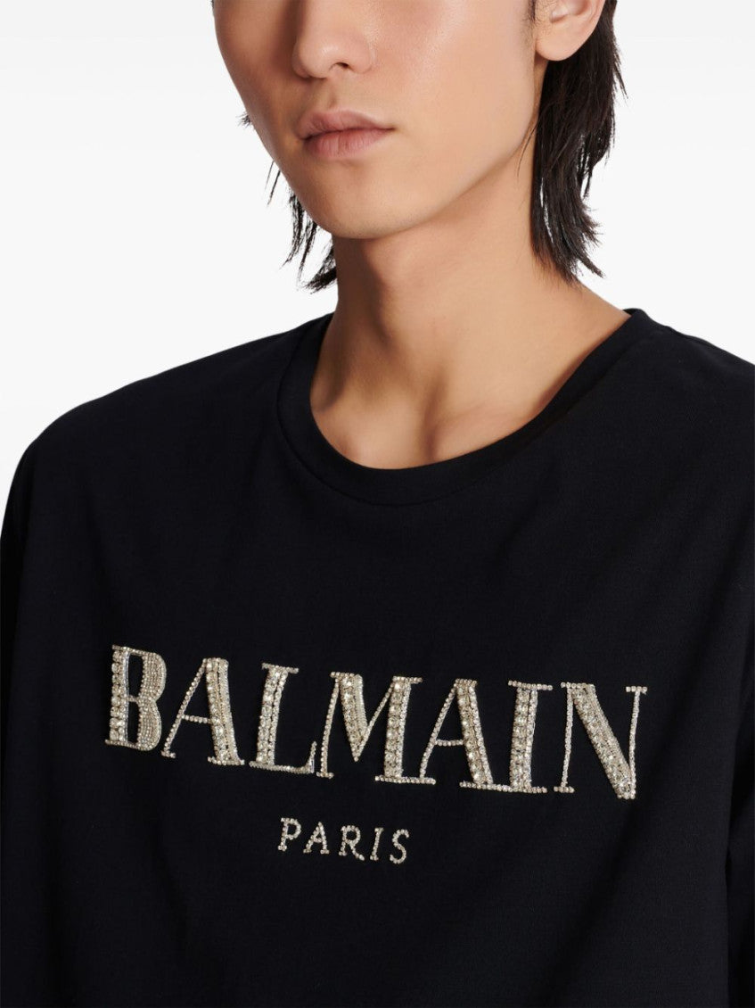 Black Vintage Crystal-embellished T-shirt